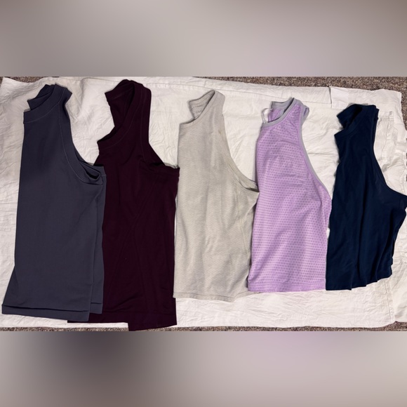 Outdoor Voices Tops - Women's Sleeveless Activewear Tops Set - Purple, Gray, Burgundy, and Blue